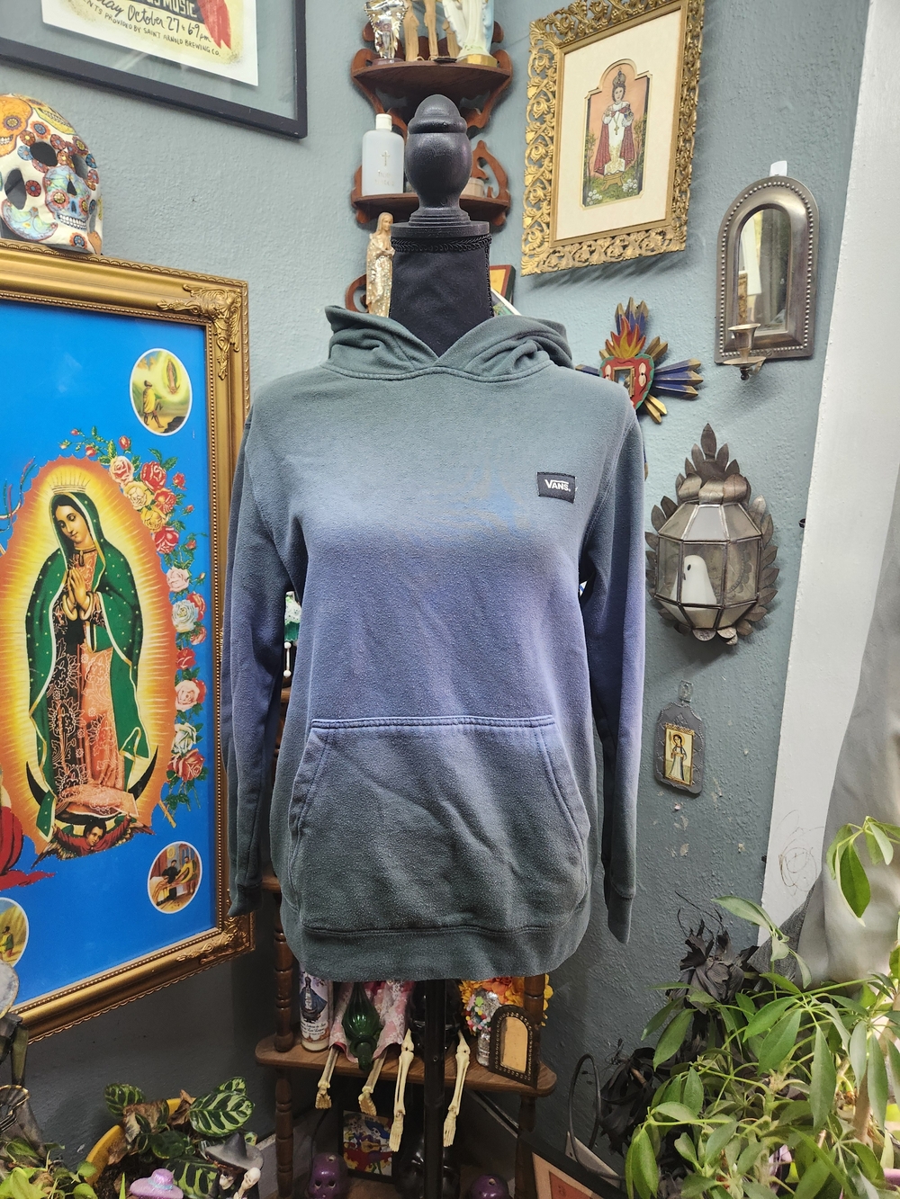 Vans Teal to Slate Ombre V-Neck Hoodie Sweater